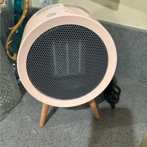 (1) Pink Portable Heater with Wooden Legs